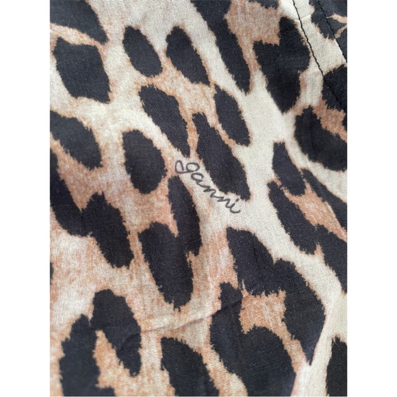 GANNI leopard print 100% organic cotton mini shirt dress size UK 4 - Picture 6 of 6
